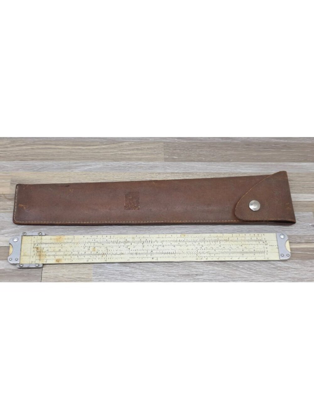 Vintage Picket & Eckle Metal Slide Rule Original Leather Case Analog Calculator
